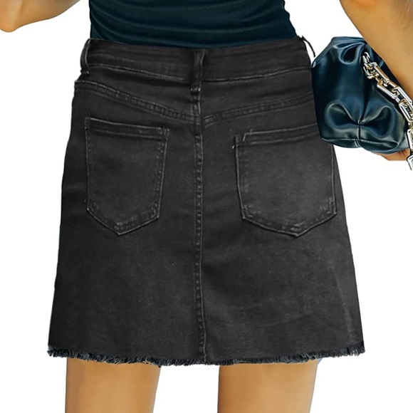 Black Denim Mini Skirt - Picture 3 of 6